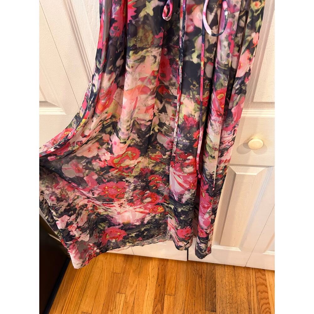 Maggy London Pink Floral Maxi Dress Size 8 - Picture 6 of 10